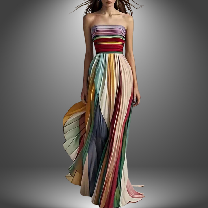 Clover - Off-Shoulder Evening Dress Rainbow Chic