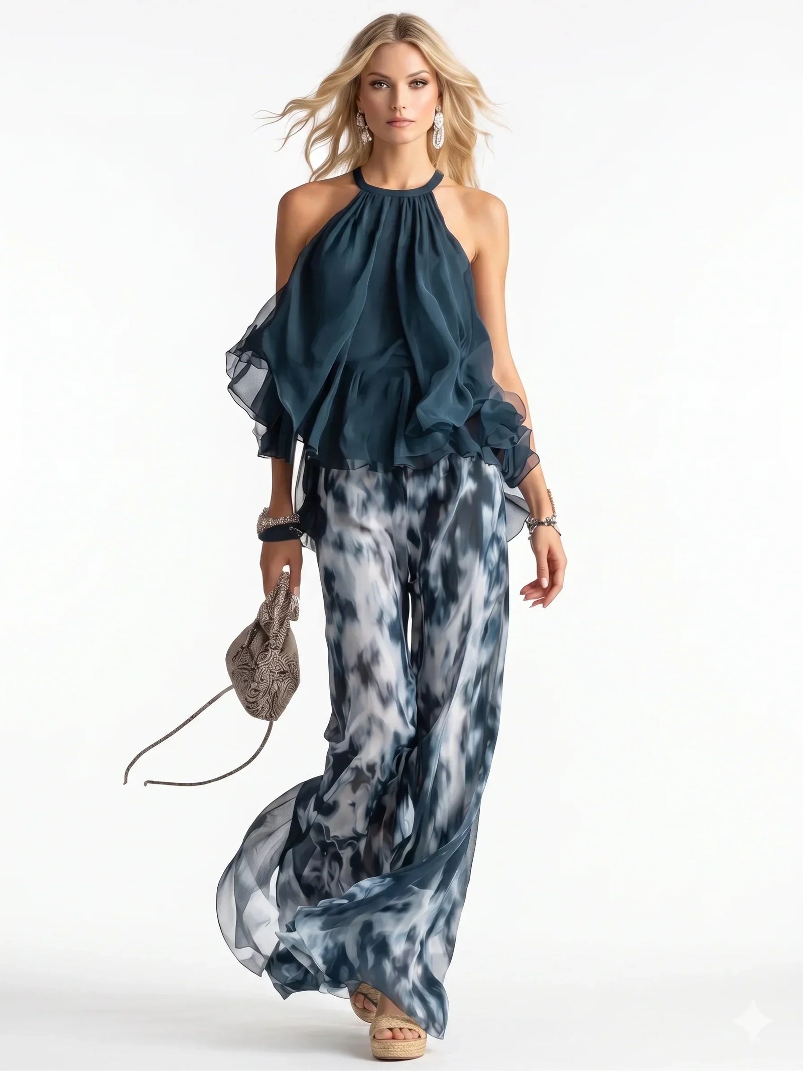 Κομψό σετ από δύο κομμάτια από chiffon