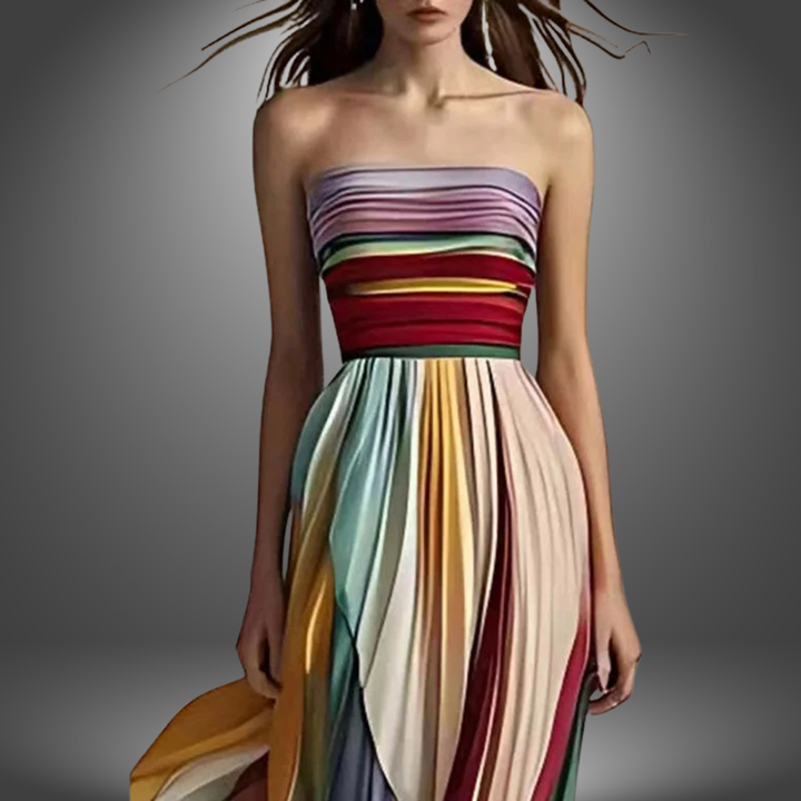 Clover - Off-Shoulder Evening Dress Rainbow Chic