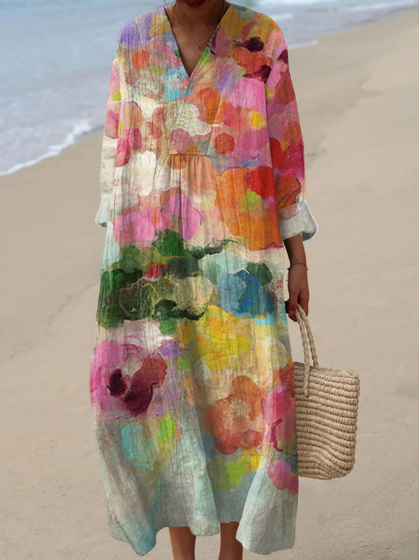 Women's Vintage Flowers Art  Print Dress