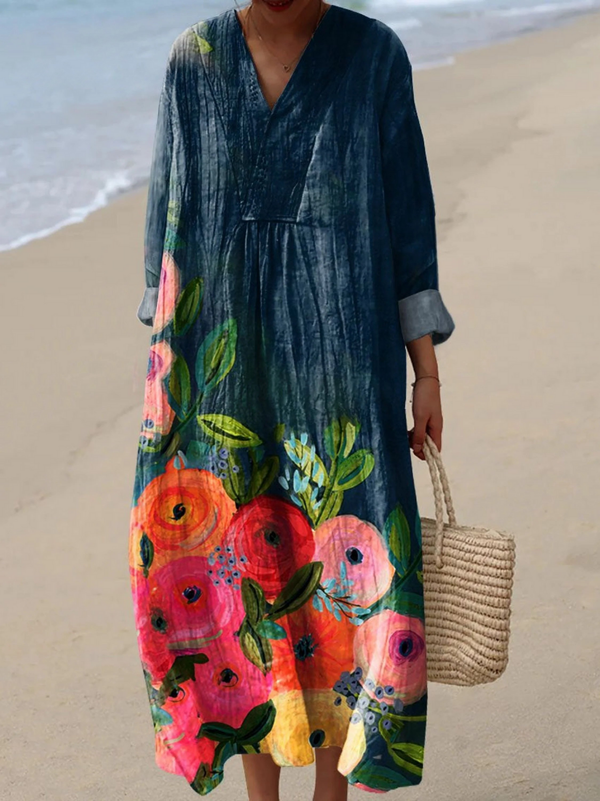 Women's Flower Art Print Casual Dress