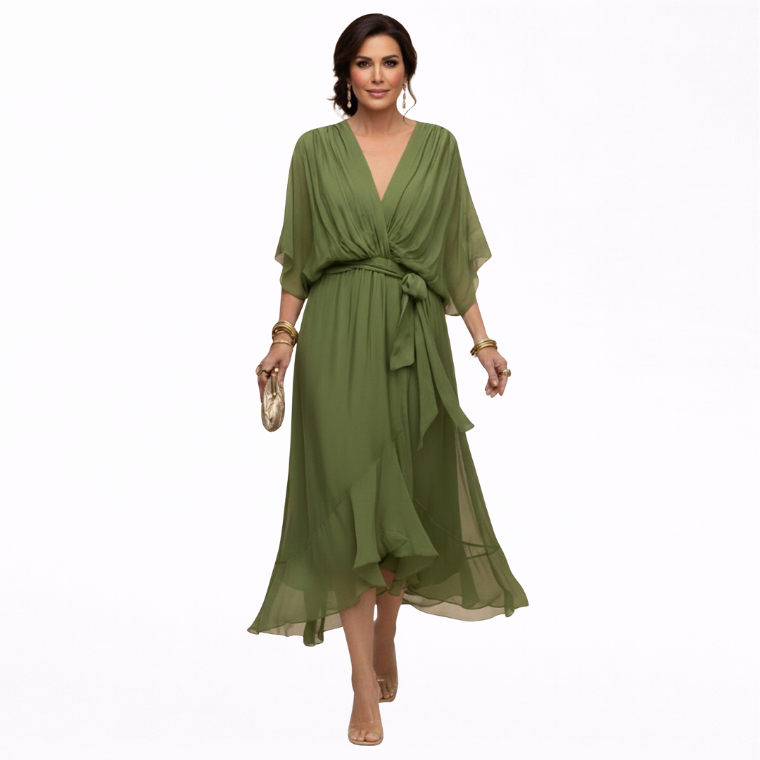 Μόνικα | Φόρεμα από chiffon με V ντεκολτέ