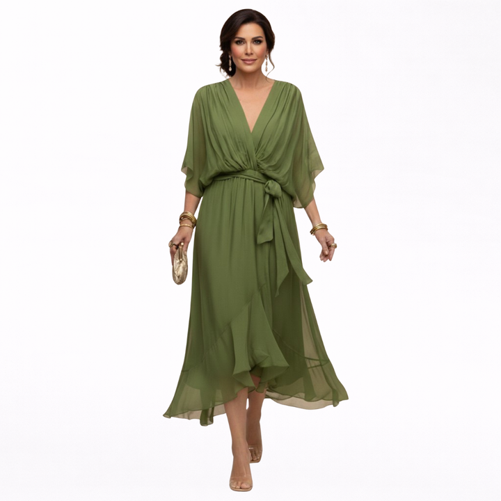Μόνικα | Φόρεμα από chiffon με V ντεκολτέ