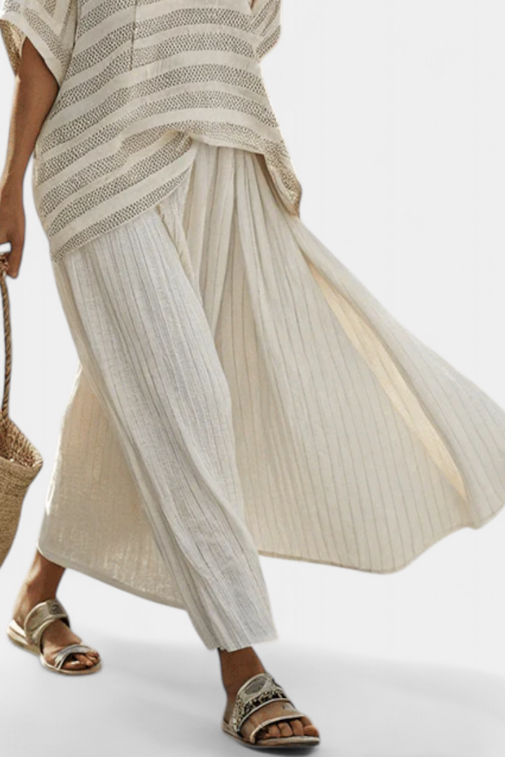 Westlyn | Comfortable Striped Bamboo Top & Flowing Linen Pants