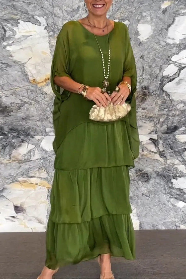 Nora Layered Dress - Olive Green