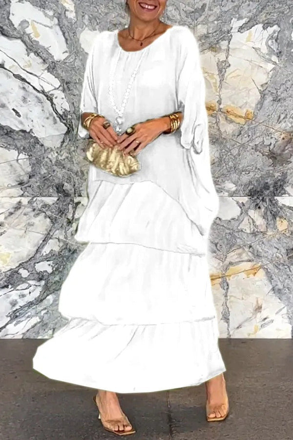 Nora Layered Dress - White