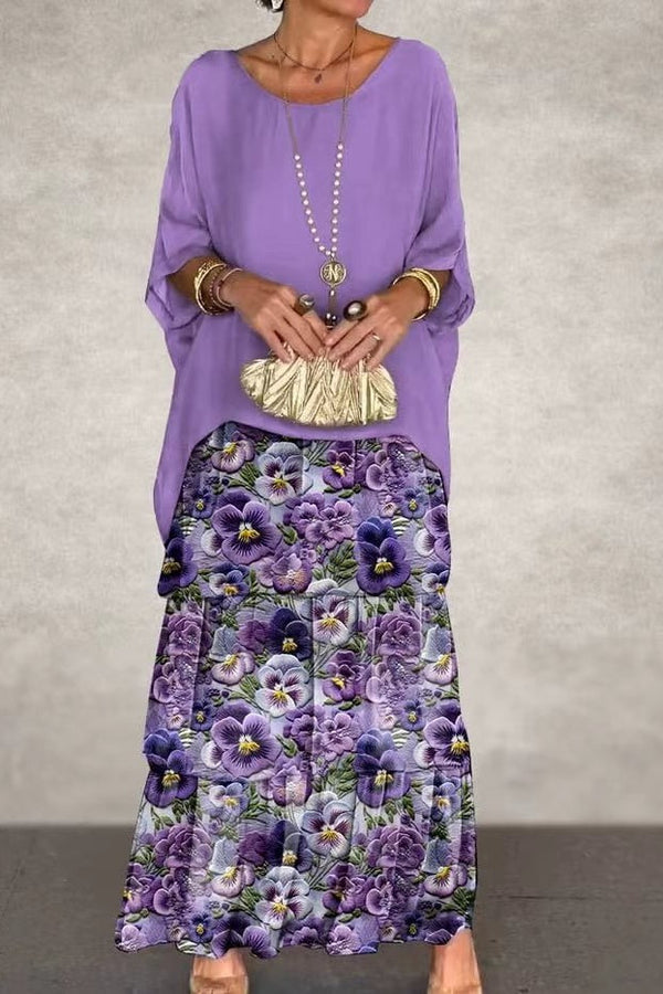 Nora Layered Dress - Purple Flower