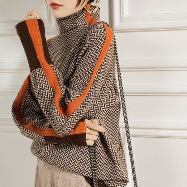 愛美| ヘリンボーン ラグジュアリー タートルネック