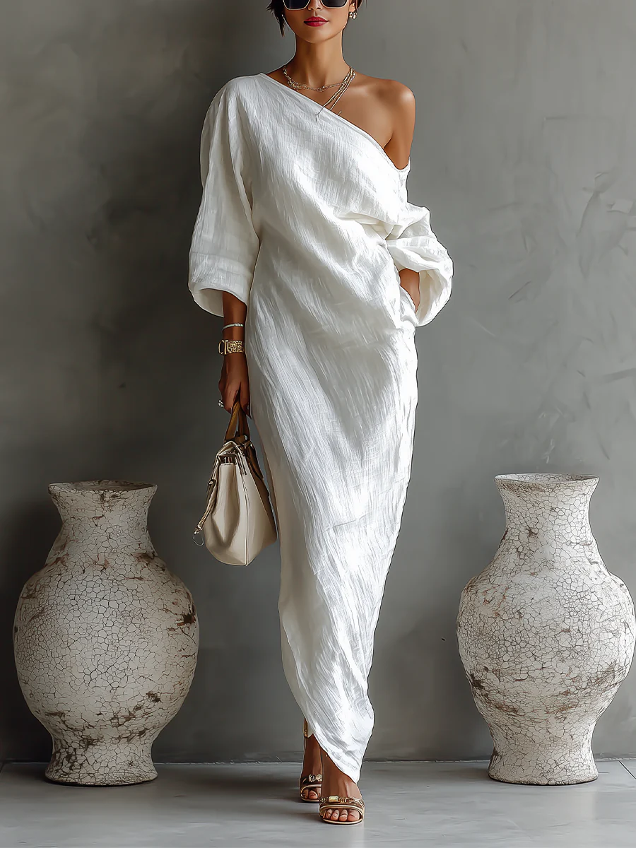 Seraphina™ | Κομψό maxi φόρεμα με έναν ώμο και αέρινη εφαρμογή