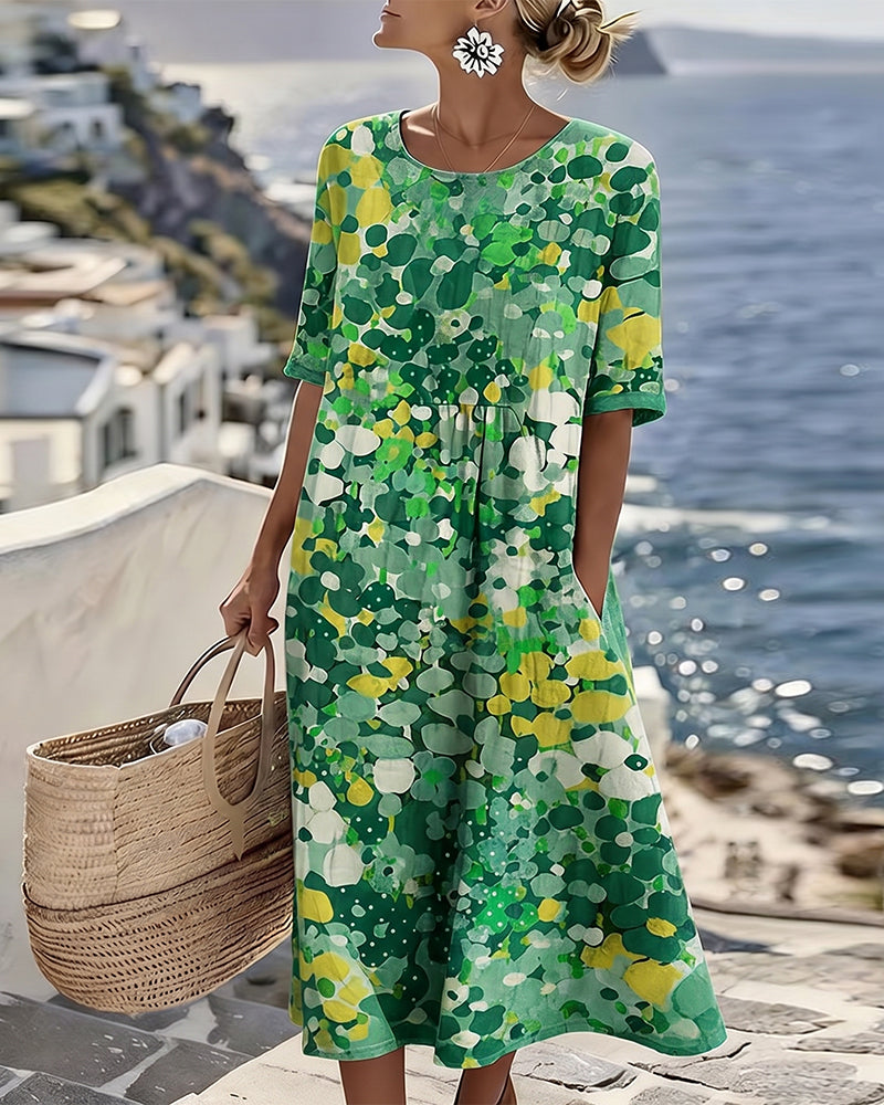 Elena | Φλοράλ μίντι φόρεμα χαλαρό και ελαφρύ
