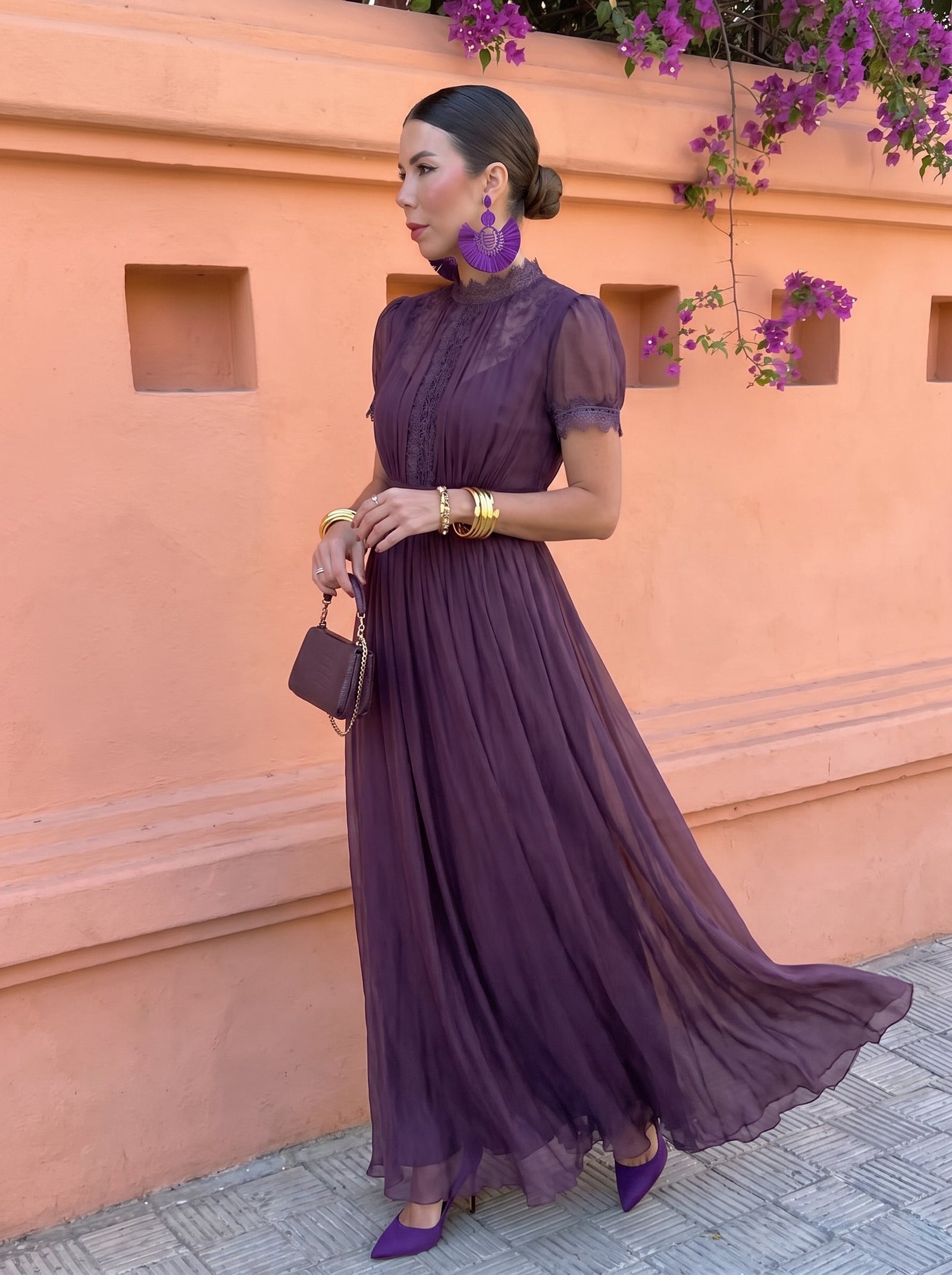 Ashley — Vintage Μακρύ Φόρεμα σε Σιφόν