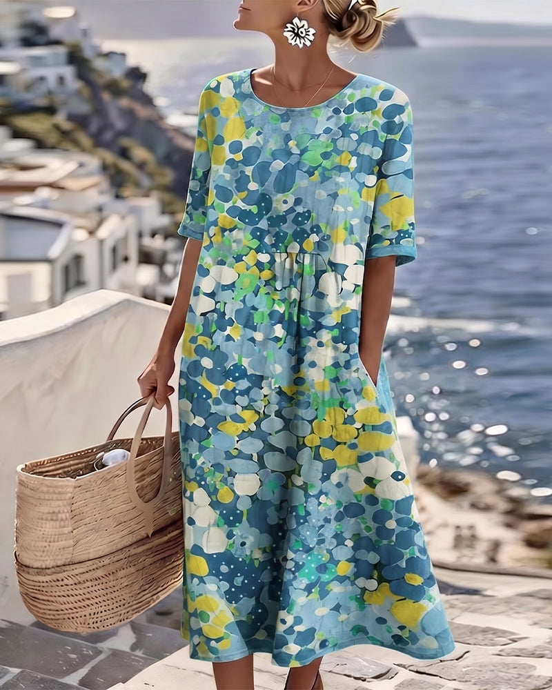Elena | Φλοράλ μίντι φόρεμα χαλαρό και ελαφρύ